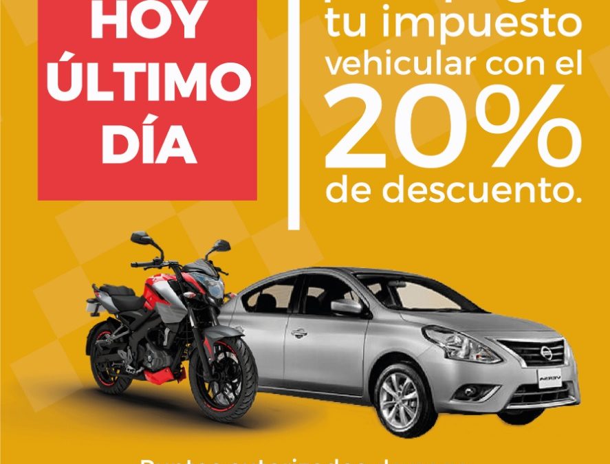Descuento en impuesto vehicular hasta el 31 de julio del 2020