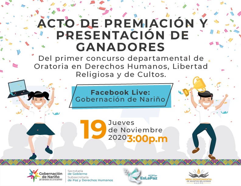 Esta semana se cumplirá la premiación del ‘Primer concurso departamental de oratoria en Derechos Humanos y Libertad Religiosa y de Cultos’