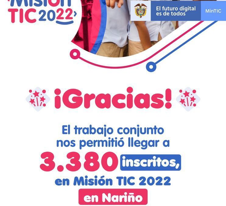 3.380 nariñenses están inscritos en ‘Misión TIC 2022’