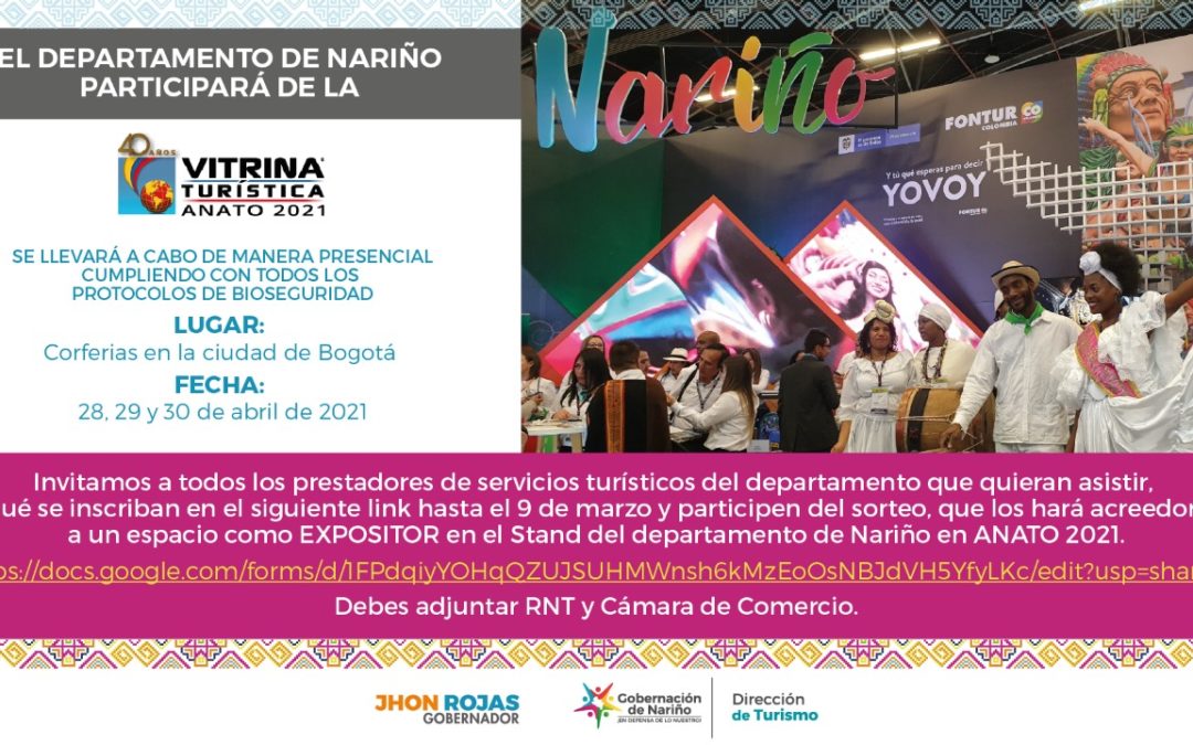 Información importante para los prestadores de servicios turísticos del departamento de Nariño