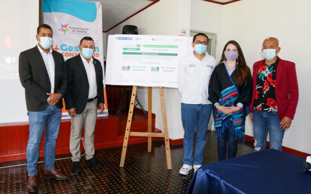 Convenio por $12.719 millones permitirá a 200 familias de los municipios de Barbacoas y Ricaurte tener vivienda propia