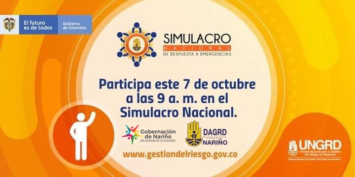 Nariño listo para participar del Simulacro Nacional de respuesta a emergencias