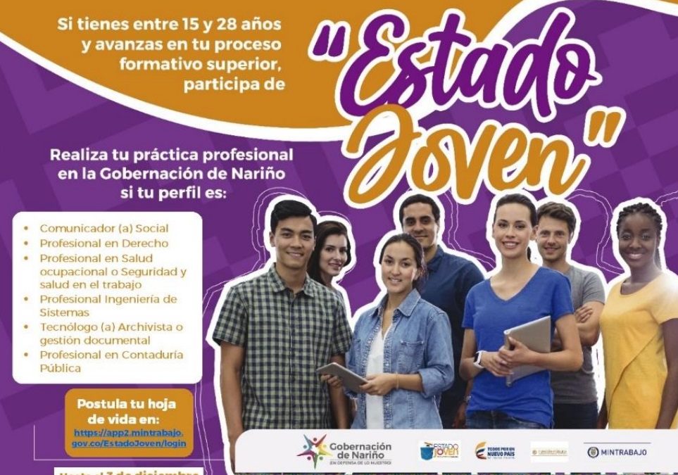 Nueva convocatoria programa ‘Estado Joven’ en la Gobernación de Nariño