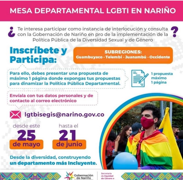 Ampliación del plazo para la conformación de la Mesa departamental LGBTI en Nariño