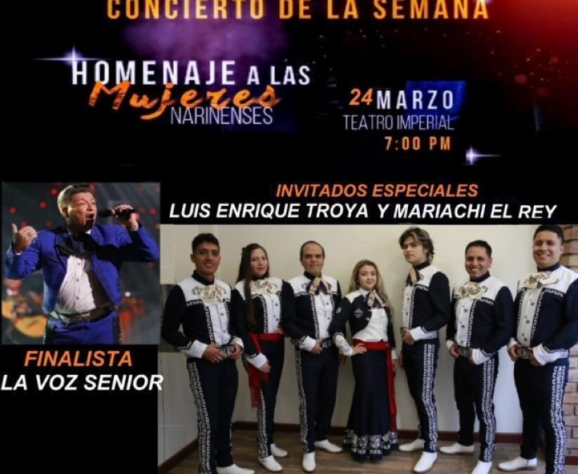 Junto al Mariachi El Rey y el Vocalista Enrique Troya, finalista en La Voz Senior, la Banda Sinfónica de Nariño, ofrecerá una serenata a las mujeres de Nariño.