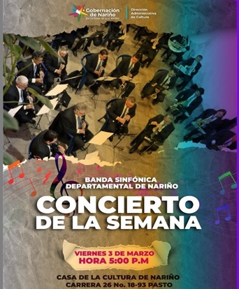 Banda Sinfónica Departamental de Nariño ofrecerá este 3 de marzo su concierto de la Semana