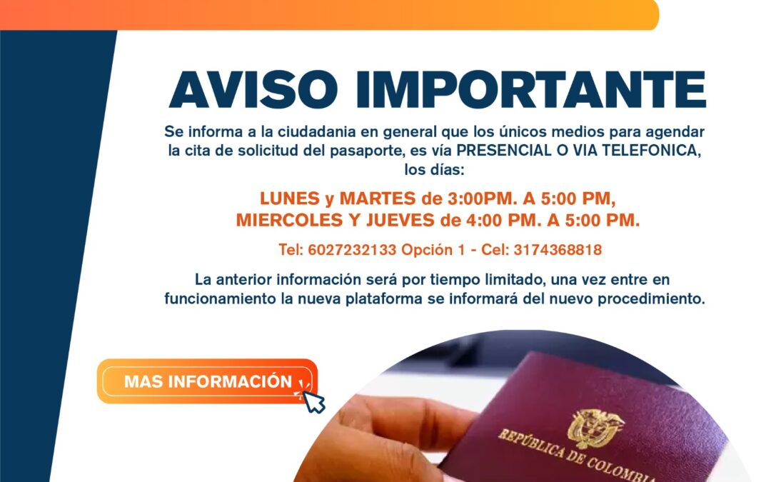 Aviso importante pasaporte