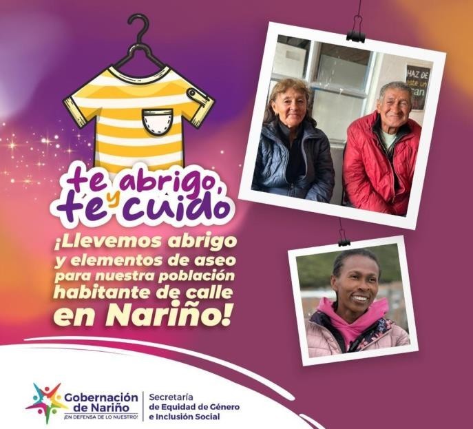 Gobernación de Nariño lidera estrategia para llevar abrigo y elementos de aseo para la población habitante de calle de Nariño