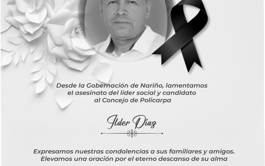 Gobernación de Nariño rechaza muerte de líder en Cordillera
