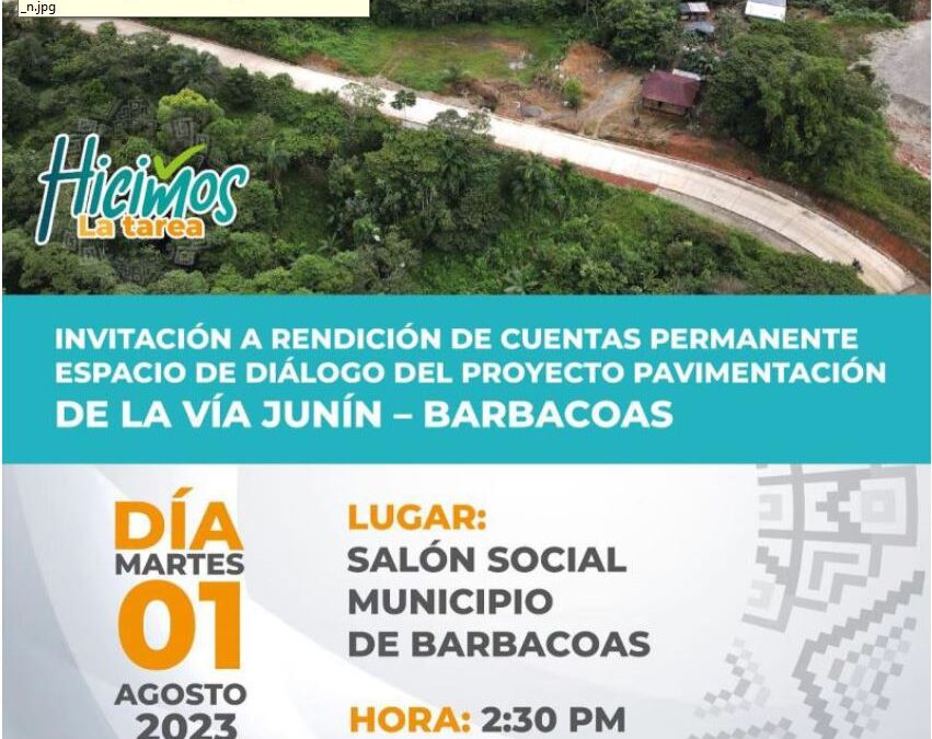 Rendición de cuentas del proyecto vial Junín- Barbacoas